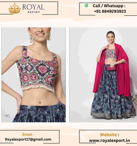 Nouveau Crush exclusif en soie Chinon avec travail en feuille Lehenga Choli avec travail brodé Dupatta - Product Image 2