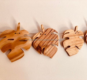 Guirlande décorative en bois de Noël pour la maison guirlande de Noël décorative de mariage fête salon chambre - Product Image 6