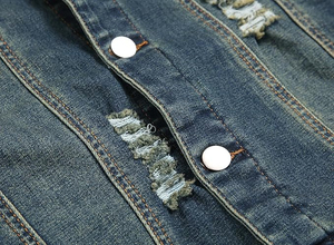 Jean <b>Jacket</b> for <b>Men</b> Denim <b>Jacket</b> Distressed Ripped Slim Fit Stretch <b>Trucker</b> <b>Jackets</b> Classic Casual Denim Coat - Product Image 3