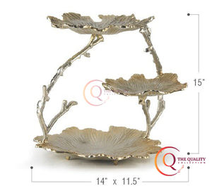 Soporte de pastel de hoja de lujo con soporte de servicio decorativo de varios niveles Soporte de pastel único para hotel y restaurante nuevo diseño 2025 - Product Image 3