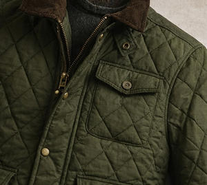 <b>Men</b> Classic Quilted Field <b>Jacket</b> Hunting & Farming <b>Jacket</b> with <b>Corduroy</b> Collar Windproof Water-Resistant Workwear Coat - Product Image 5