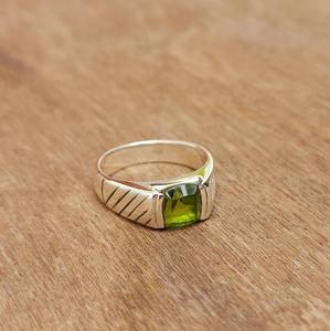 2025 Cushion 8mm Green Peridot Signet <b>Ring</b> S925 Sterling Silver Birthstone <b>Ring</b> Concave <b>Quartz</b> Gemstone Gift Jewelry For Women - Product Image 5
