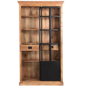 Vitrina de estilo industrial, puertas correderas de madera maciza de mango y hierro, superventas - Product Image 3