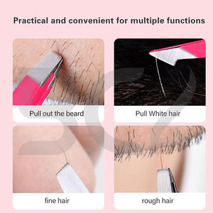 Pinzas de Cejas de Acero Inoxidable de Alta Precisión con Punta Inclinada para el Cabello Facial, Kit de Eliminación de Cabello Encarnado y Astillas - Product Image 5