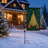 Drapeau numérique personnalisable à thème de Noël, double face, réglable, résistant au vent, en polyester, pour poteau de jardin