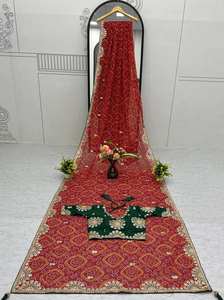 Latest Traditional Premium Pure Bandhrej Ethnic Saree For Women New Fashion Collection Heavy Pitha and <b>Gota</b> Patti Work - Product Image 5