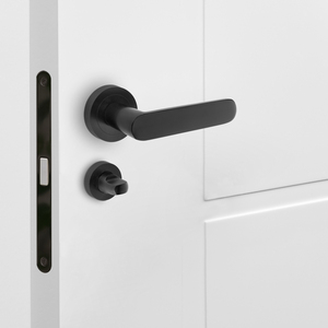 Set di 5 serrature per mobili con rosetta rotonda di diametro 35 mm Zamak nero per porte interne - Product Image 2