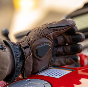 Gants de course rembourrés robustes en cuir de vachette marron de qualité supérieure pour la conduite de moto Street Cafe Racer - Product Image 3