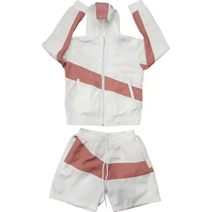 เสื้อกันลมผ้าไนลอนน้ำหนักเบามีซิปรูดแบบเร็วเสื้อแจ็คเก็ตกันลมมีฮู้ด2ชิ้นและชุดสั้นสำหรับผู้ชายใส่ในฤดูหนาว - Product Image 4