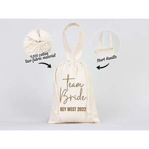 Custom Wedding Recovery & <b>Survival</b> <b>Kit</b> Pouches Team Bride Favor Bags 6x8 Inch Cotton Bags - Product Image 4
