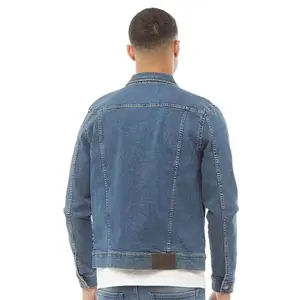 Veste en jean vintage pour homme, coupe ajustée, style délavé à l'acide, pour un extérieur décontracté, mode urbaine - Product Image 5