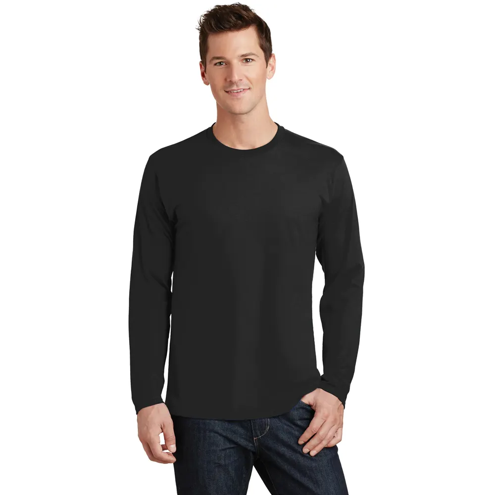 남자의 긴 소매 제트 블랙 티셔츠/사용자 정의 DTG 인쇄 로고 남성 패션 간단한 그라디언트 컬러 컬러 매칭 티셔츠