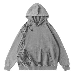 100% algodón mezclado gris impreso pulóver ácido lavado sudaderas con capucha Unisex gota hombro Vintage gran tamaño Sudadera con capucha hombres - Product Image 1