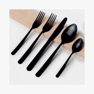 Ensemble de couverts de voyage en acier inoxydable, décoratif coréen brillant noir mat poignée cadeau ensemble de couverts de voyage de Style Unique ensemble de couverts noirs en acier inoxydable - Product Image 2