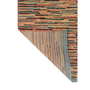 Hand Knotted Wool Rug Vintage Gold Striped Abstract Pattern Plush for Home Living Room Hallway New Rectangle <b>Carpet</b>-Pae-1054(Fr) - Product Image 5