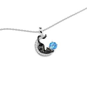 จี้สร้อยคอแมวดำแบบกำหนดเองของ Jeulia พร้อมพลอยประจำเดือนเกิด - Product Image 3