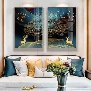 Or abstrait cerf <span class=keywords><strong>arbre</strong></span> oiseau cristal porcelaine <span class=keywords><strong>peinture</strong></span> nordique affiches et impressions images décoratives mur Art <span class=keywords><strong>peinture</strong></span> - Product Image 3