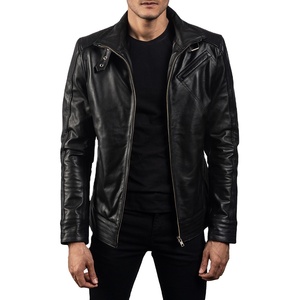 MEN'S <b>GENUINE</b> COWHIDE PREMIUM LEATHER MOTORCYCLE BIKER and Bomber Jacket - Product Image 1
