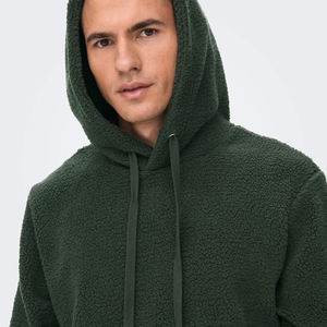 Alta calidad 330gsm Coral rizado polar bordado sudaderas con capucha personalizado Sherpa forrado cremallera pulóver con capucha para hombres al por mayor - Product Image 2
