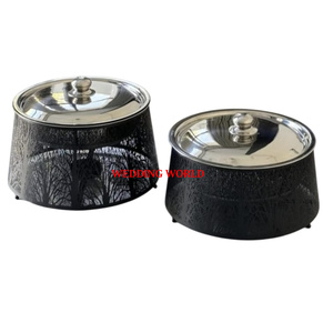 Serveur de nourriture en acier inoxydable Casserole artisanale au design traditionnel Pot en métal arabe de luxe poli miroir - Product Image 3