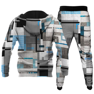 เสื้อฮู้ดแขนสั้นสำหรับผู้ชาย, เสื้อมีฮู้ดพิมพ์ลายสตรีทเทอร์รี่โอเวอร์ไซส์ - Product Image 2