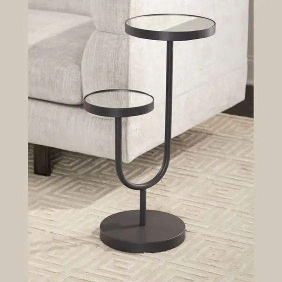Table de mobilier de bureau de chevet Table basse décorative en métal et verre avec double affichage Table d'appoint de nouveau Style Super ventes