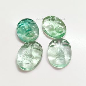 Pierre précieuse sculptée en visage de fluorite naturelle pour la fabrication de bijoux, gravure de pierres précieuses en vrac, cabochon sculpté en visage, 18x14mm - Product Image 5