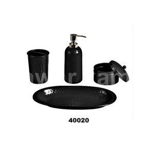 Ensemble d'accessoires de salle de bain en acier inoxydable noir 4 pièces incluses avec miroir poli pour décor de comptoir de salle de bain à la maison - Product Image 1