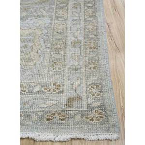 Tapis en laine noué à la main Erbe, gris et noir, motif floral abstrait, rectangulaire, pour salon, couloir, ENLP-10, technique artisanale - Product Image 4