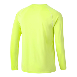 Men's <b>Neon</b> Yellow Long Sleeve O-Neck Quick Dry Knitted <b>T</b>-<b>Shirt</b> Regular Fit Solid Color Trackstar OEM Private Label TSI-G05-P0005 - Product Image 5