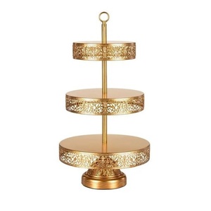 Support à gâteau rond réversible en métal de style britannique prix de gros support à gâteau en aluminium pour les fêtes de mariage - Product Image 2