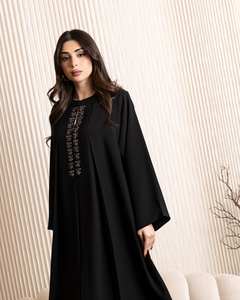 Abaya longue en satin de luxe sur mesure en gros, robe islamique turque pour femmes de petite taille, manches bouffantes, style Dubaï, anti-rides, faite à la main - Product Image 2
