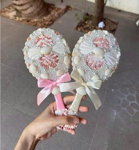 Miroir en coquillage du Vietnam, avec coquillages naturels assortis, miroir décoratif en coquillage de poche pour amoureux et côtiers - Product Image 5