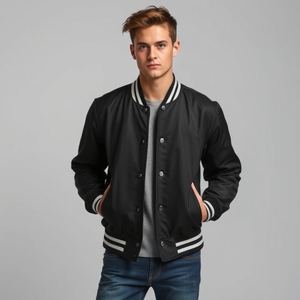 Chaqueta Universitaria Personalizada, Cuerpo de Lana, Mangas de Cuero: Calidad Superior, Estilo Nuevo, Acolchado Grueso y Cálido, Parches con Logotipo Vintage - Product Image 2