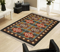 Jaipur Tapis Jute et Chanvre Rouge et Orange Rectangle Style Moderne Motif Kilim Tapis et Tapis Tissés à la Main