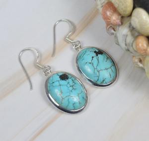 ต่างหูทองแดงเทอร์ควอยซ์925เงินสเตอร์ลิงต่างหูแบบห้อยเครื่องประดับทำด้วยมือเครื่องประดับรูปวงรีของขวัญสำหรับเธอ - Product Image 4