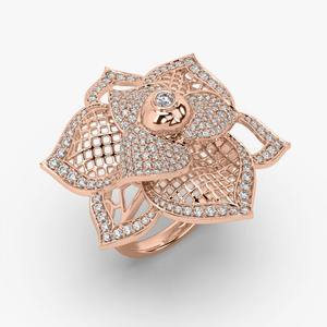 Fleur Design un au-dessus de l'autre bague en or et diamant disponible en 14k 18k Rose jaune blanc certifié Vvs Lab Grown Ring - DS0561 - Product Image 3