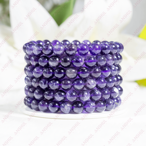 Superior Quality 8mm Amethyst Round Gemstone Beaded <b>Bracelet</b> Unique <b>Healing</b> Crystals For Meditation Jewelry at Wholesale Price - Product Image 1