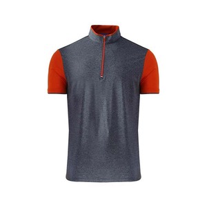Venta al por mayor 100% algodón de los hombres para Polo camisetas en blanco Slim Fit manga corta deportes Golf camisas cremallera contraste colores de talla grande - Product Image 3