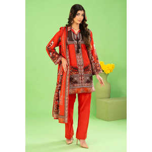 Conjunto de 3 piezas de salwar kameez de algodón khaddar estampado con dupatta de zari pesado, ropa paquistaní para festivales WNS-52043 - Product Image 6