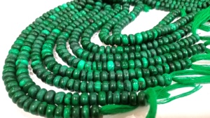 Perles rondes en malachite naturelle de haute qualité, pierres précieuses facettées de 8 mm, lisses et simples, brins de 8 pouces pour bijoux - Product Image 2