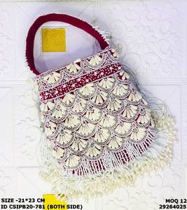 Bolso Potli Nupcial con Cuentas, Diseño Sólido, Capacidad de 1-1.9L, Cierre Dori, Correa de Anillo, Multifuncional para Fiestas Nocturnas - Craftstages - Product Image 2