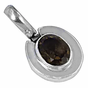 Colgante de Plata 925 con Baño de Rodio y Oro Rosa, con Cuarzo Ahumado, Hecho a Mano, para Mujer - Product Image 2