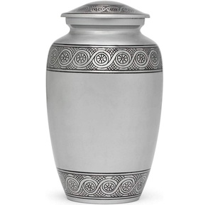 Urna Funeraria de Metal Grabada en Blanco, Hermosa, de Latón/Aluminio para Cenizas Humanas de Adultos - Product Image 3