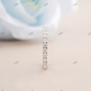 Nouvelle Bague de Mariage Éternité Tendance en Argent Sterling Plaqué Or Rose avec Moissanite, Fine et Minimaliste, Personnalisable, pour Empilage - Product Image 5