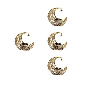 Decoración para el Hogar, Mesa Festiva, Portavelas Eid Mubarak con Forma de Luna y Estrella, Portavelas de Ramadán para Bodas y Ocasiones Religiosas - Product Image 1