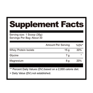 Proteína de Suero de Leche Aislada Calm Night con Magnesio y Glicina, Certificada por HACCP, NSF, <span class=keywords><strong>ISO</strong></span> y GMP, Marca Privada, Personalización de Marca - Product Image 2