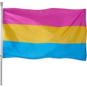 Drapeau de la fierté pansexuelle USA TOP FLAGSINC, lot de 10, 3x5 pieds - Drapeaux LGBTQ omnisexe aux couleurs vives, résistants à la décoloration, double couture - Product Image 4