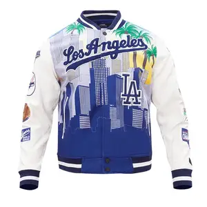 Nuovo arrivo Mens LA Dodgers Remix Varsity Jacket - A Contemporary Twist on a Baseball Varsity Jacket giacca con bottoni in raso