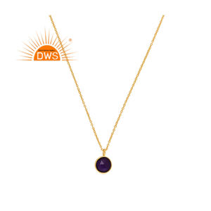 Mejor Venta de plata esterlina 18K chapado en oro doblete amatista cuarzo piedra preciosa colgante collar Demi joyería fina fabricante - Product Image 1